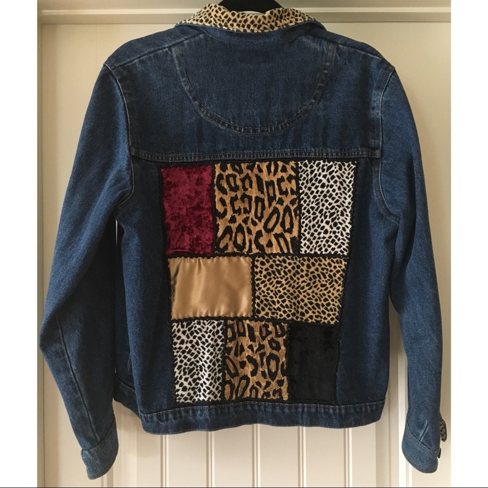 Vintage Patchwork Oversized Denim Jacket- Medium - image 2